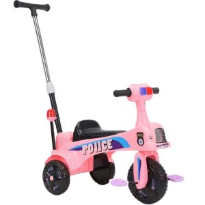New model tricycle with push handle with police siren and police siren flash，C4302
