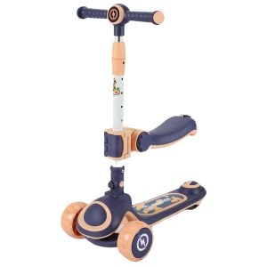 Wholesale Lighting and Music All-Inclusive Brake Wheel Lighting One-Button Folding Double Bottom Plate Children's Scooter,M930